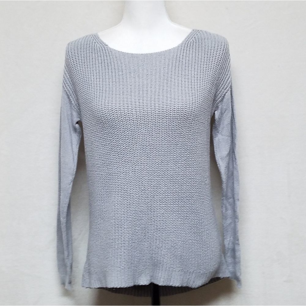 LOFT Ann Taylor Grey Ribbed Knit High Low Sweater